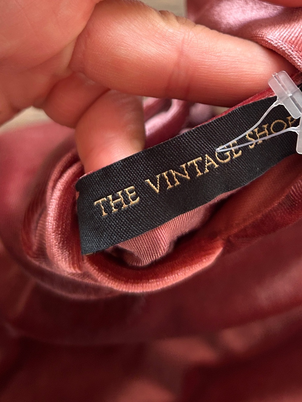 The vintage shop strappy v neck Velvet Slip Dress in Rust - Picture 6 of 7